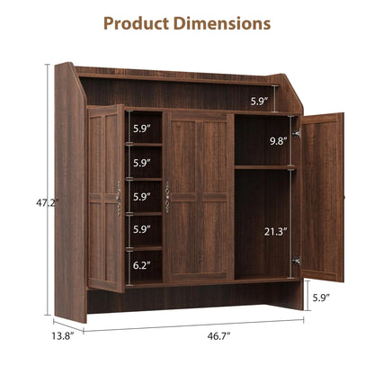 Farmhouse 5-Tier Shoe Cabinet With 3 Doors
