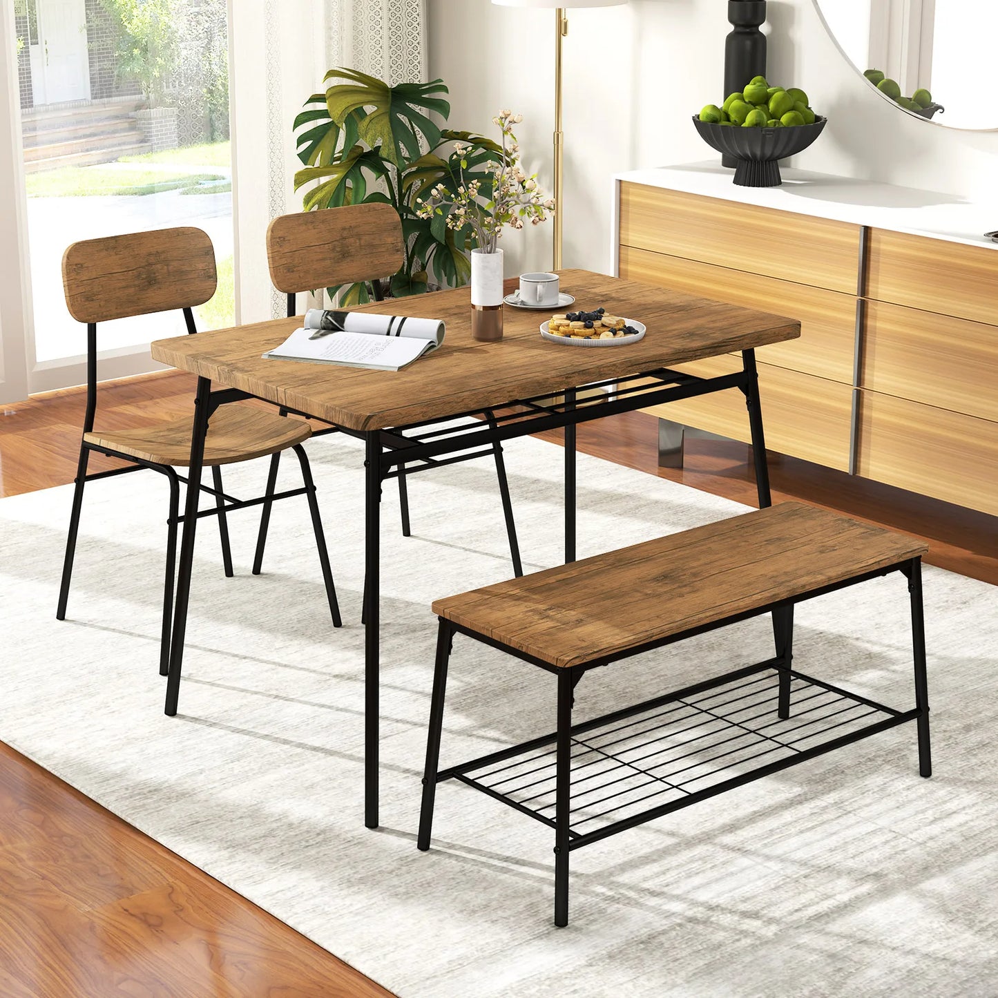 Dining Table w/ Bench and  2 Chairs