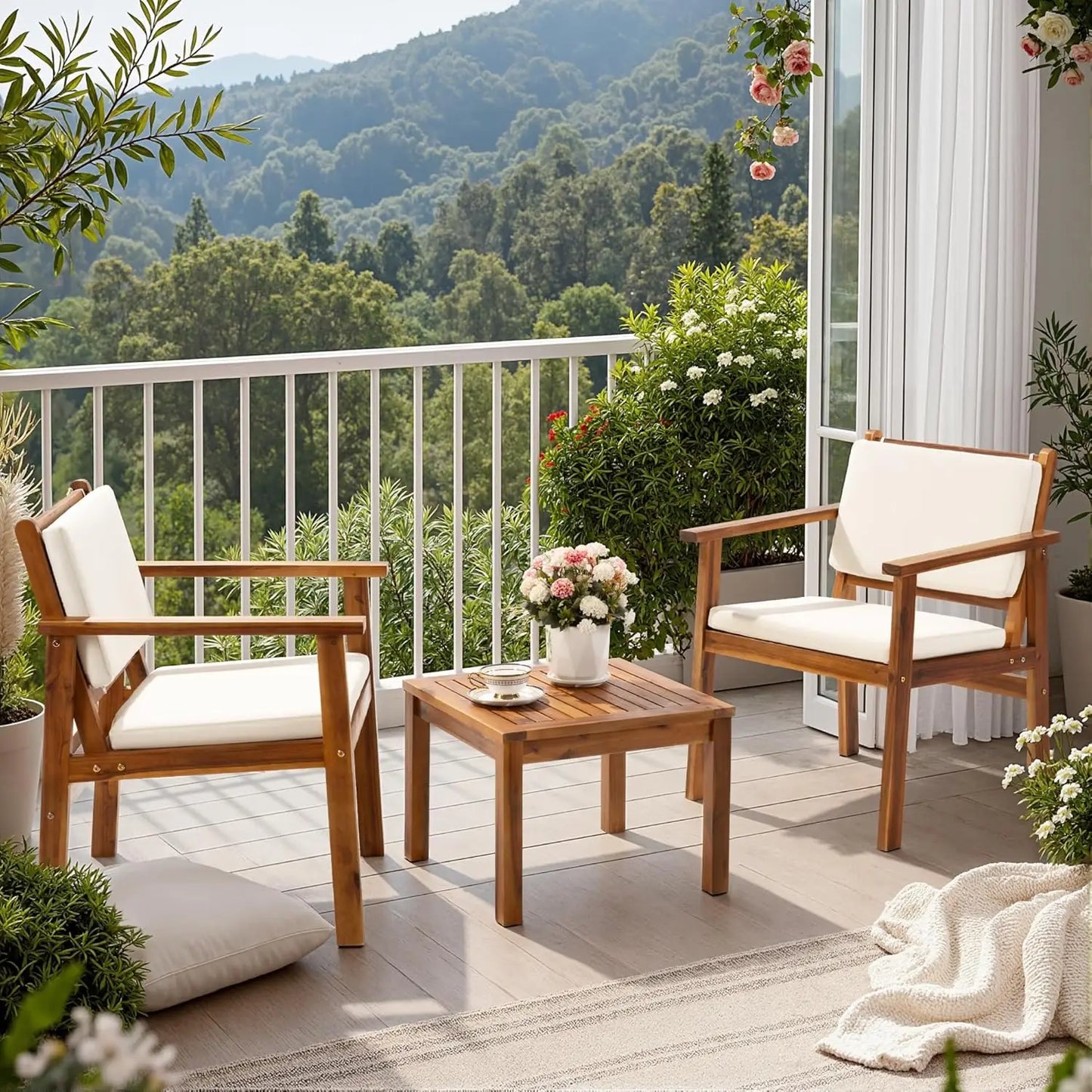 3 Piece Acacia Wood Patio Furniture
