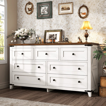 51.2" Farmhouse 7 Drawer Dresser & TV Stand