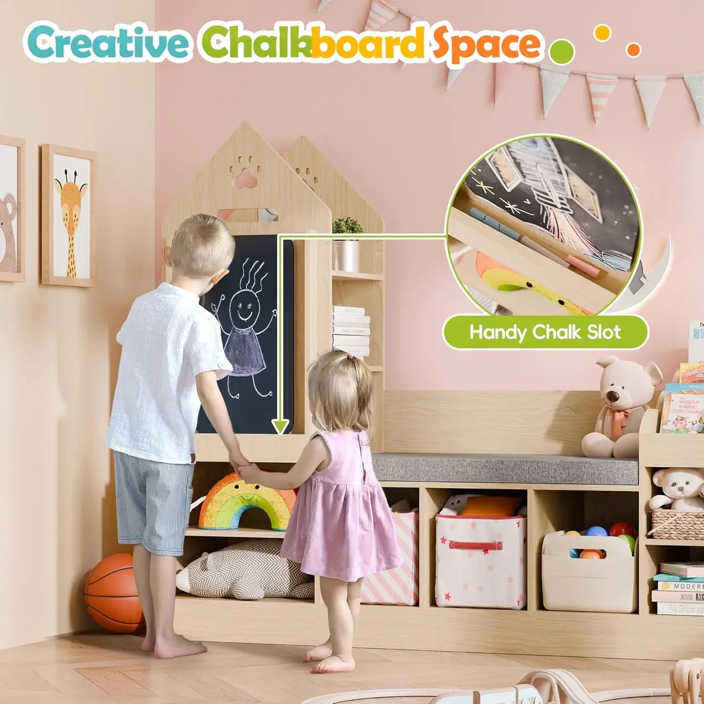 Kids Bookshelf with Reading Nook
