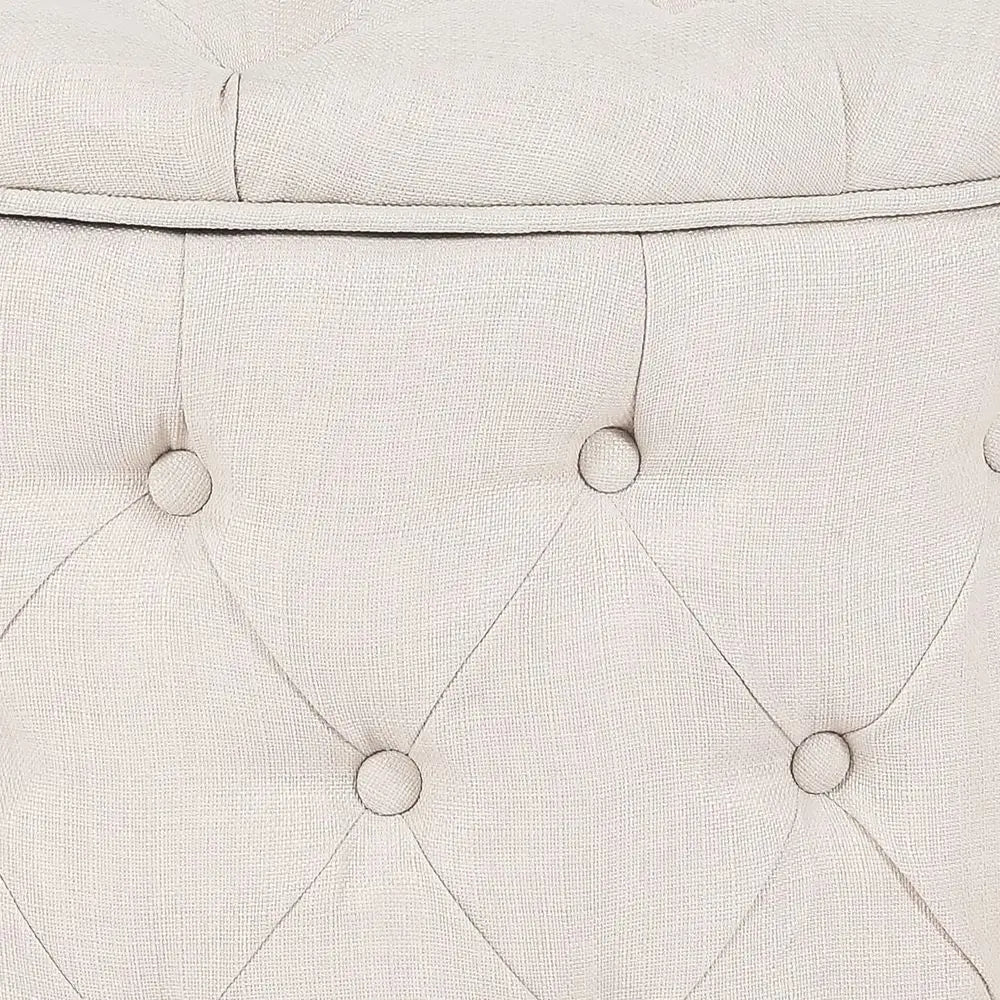 Button Tufted Round Storage Ottoman