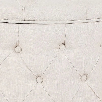 Button Tufted Round Storage Ottoman