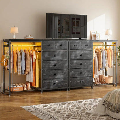 Bedroom Dresser with Hanging Rack