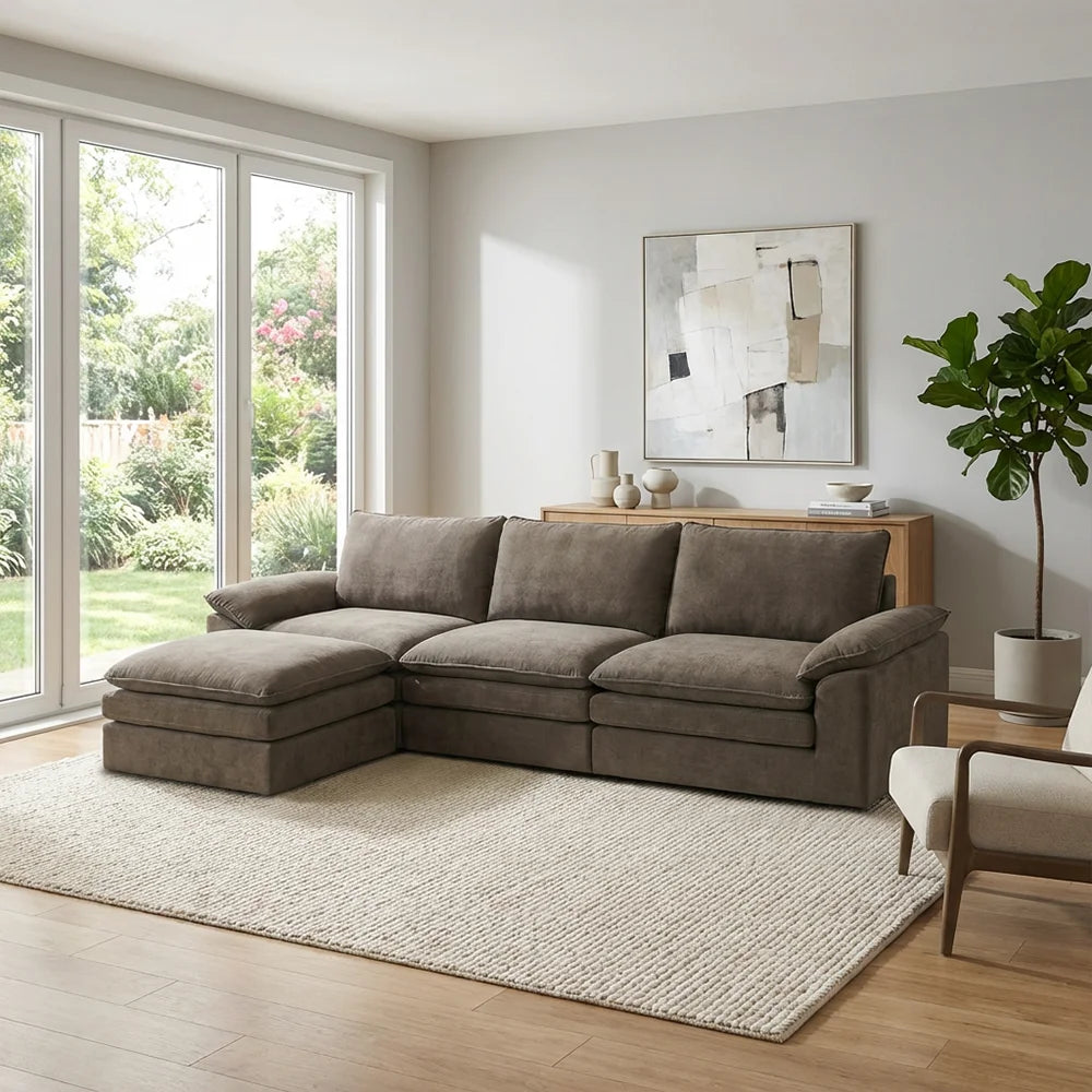 Boneless L-Shape Modular Corduroy Sectional Couch