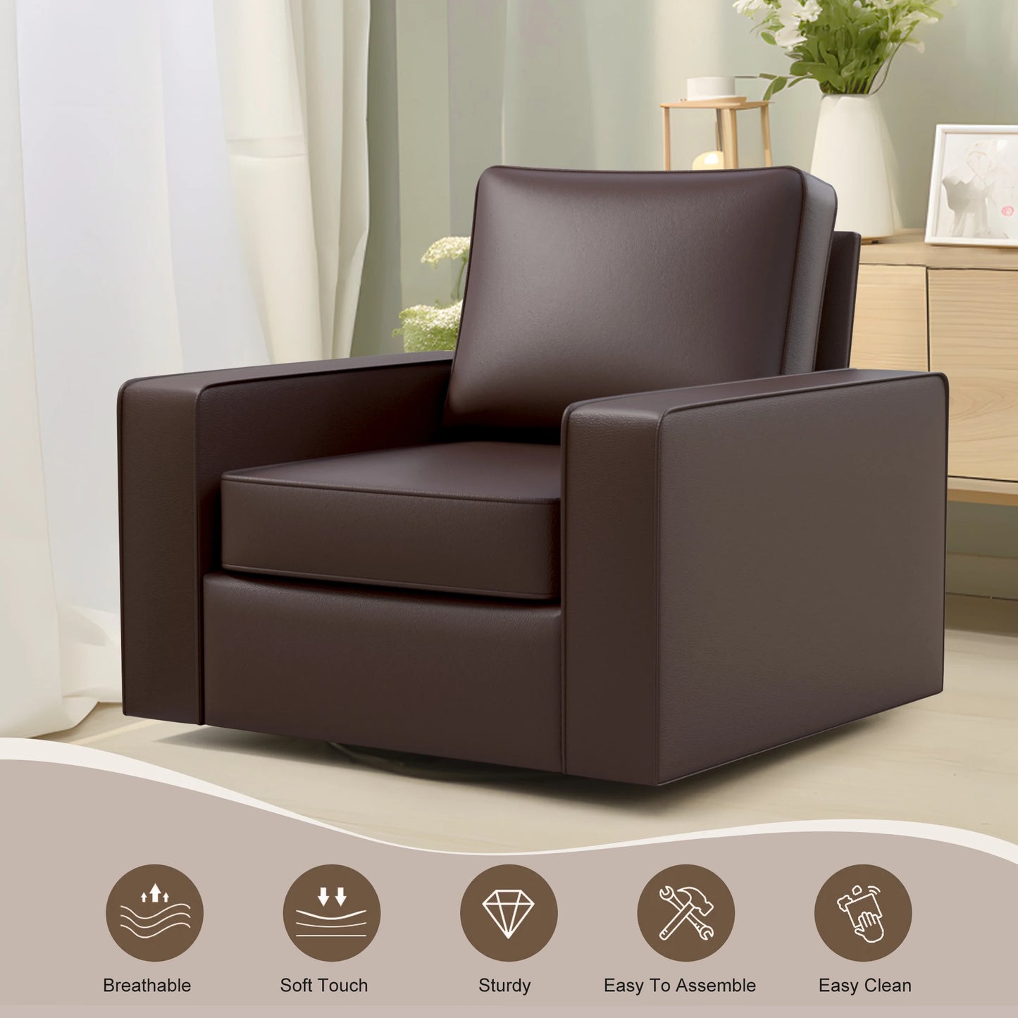 360° Swivel Accent Chair with Deep Seat