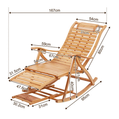 Bamboo Folding Rocking Chair Sun Lounger