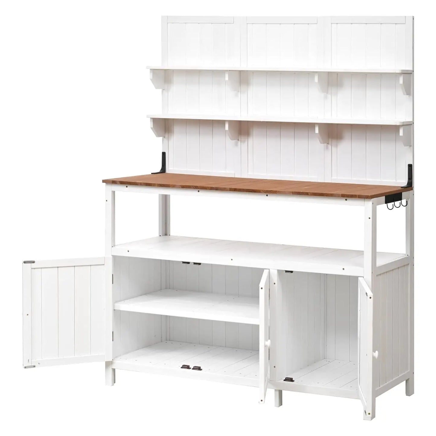Solid Fir Wood Potting Bench with Hutch