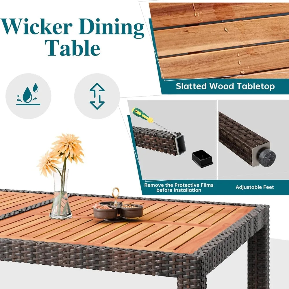 7 Piece Wicker Patio Dining Set