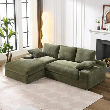Modular Sectional Corduroy L-Shaped Sofa with Chaise