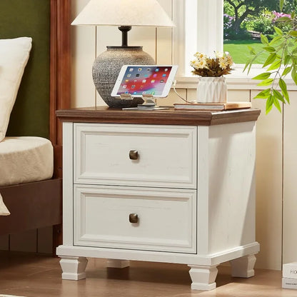Rustic Vintage  End Table with Wood Legs