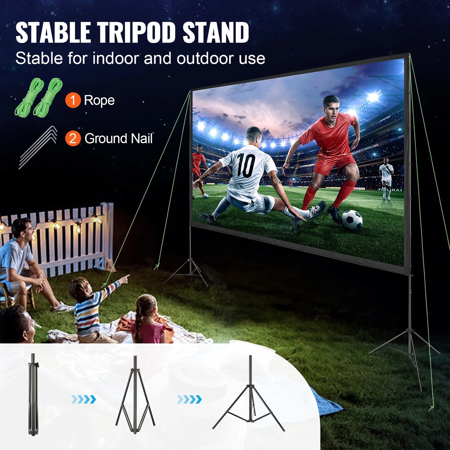 Projector Movie Screen w/ Stand 150in