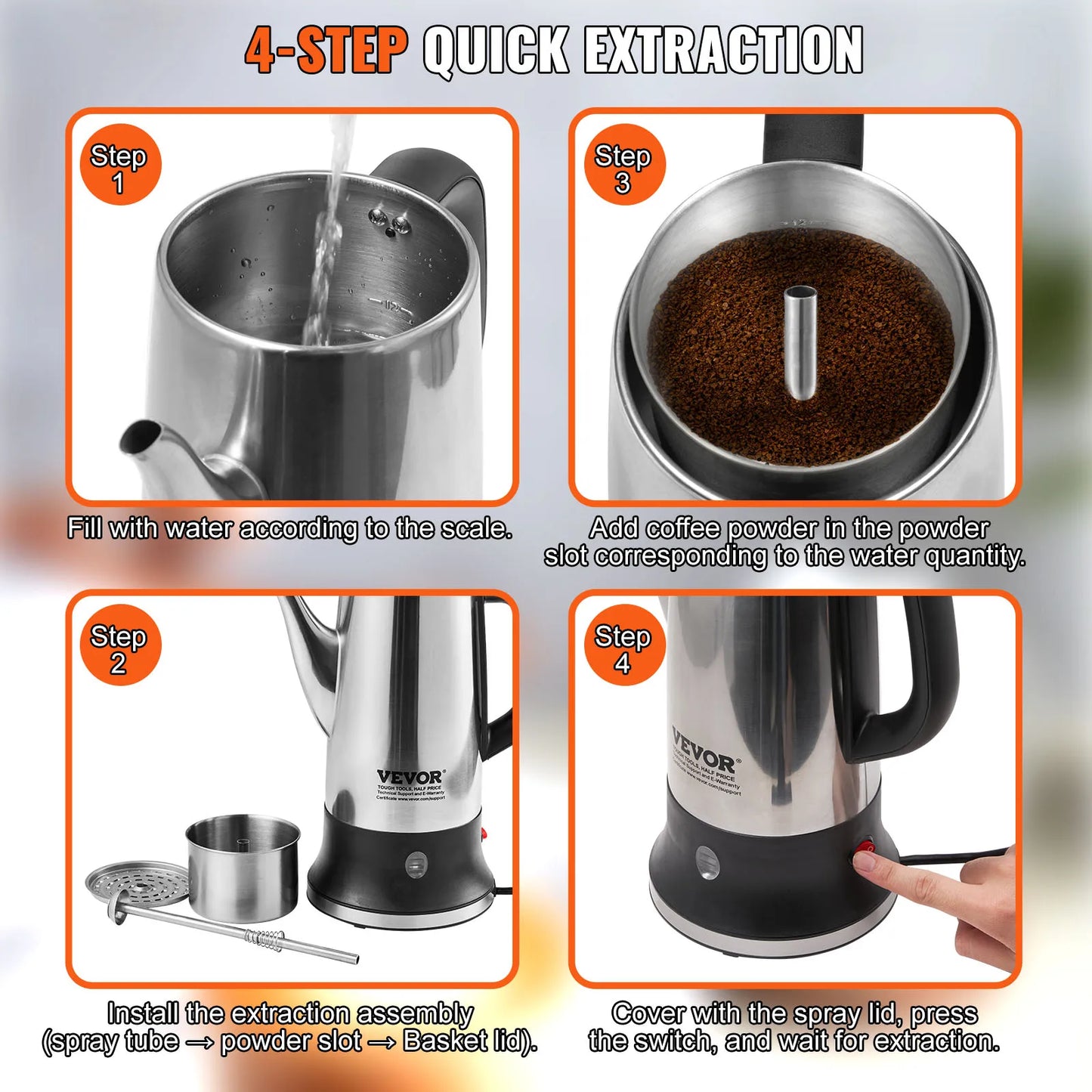 Stainless Steel 12-Cup Electric Coffee Pot