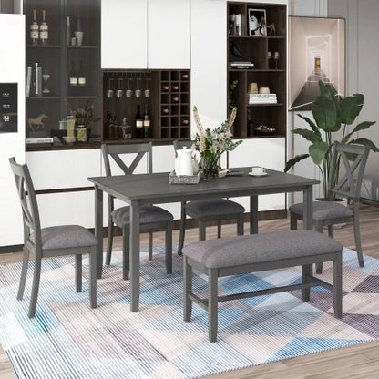 6-Piece Kitchen Dining Table with 4 Chairs