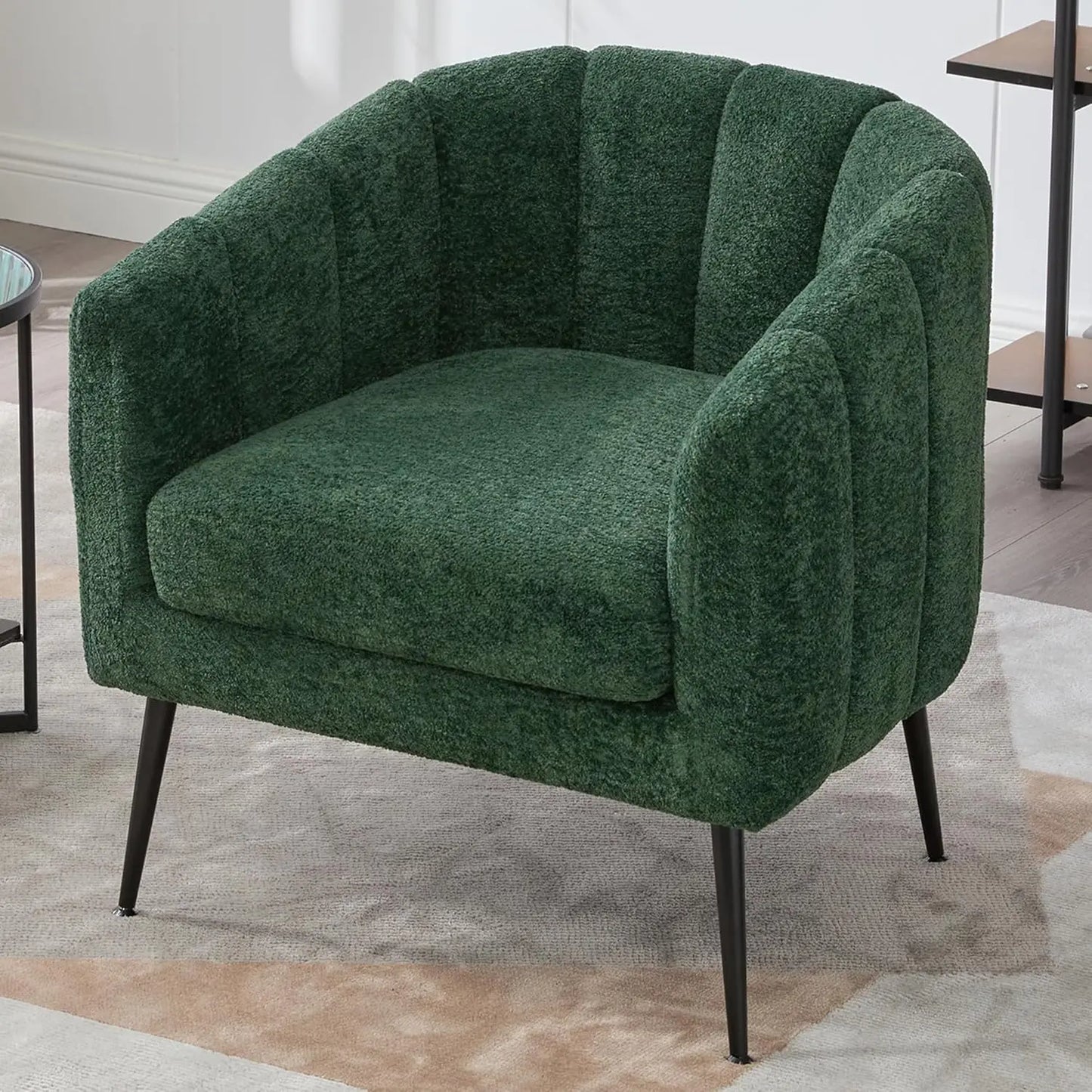 Modern Chenille Small Loveseat Metal Legs