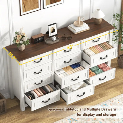 Farmhouse 12 Drawer Dresser for Bedroom