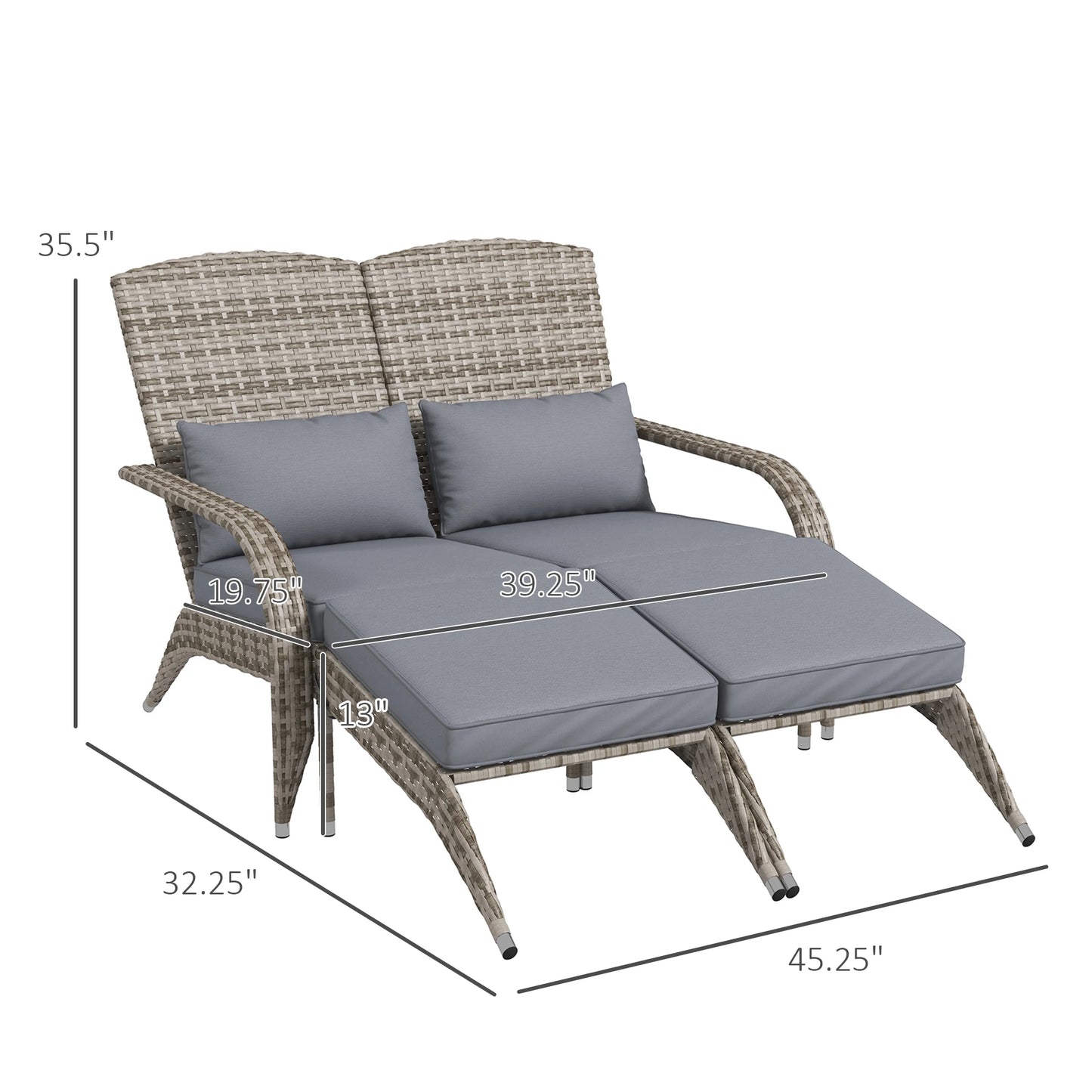 Wicker Adirondack Chair with Cushions for 2