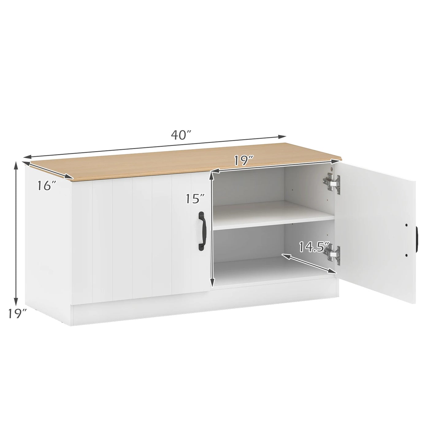 2-Door Shoe Bench with Adjustable Shelves
