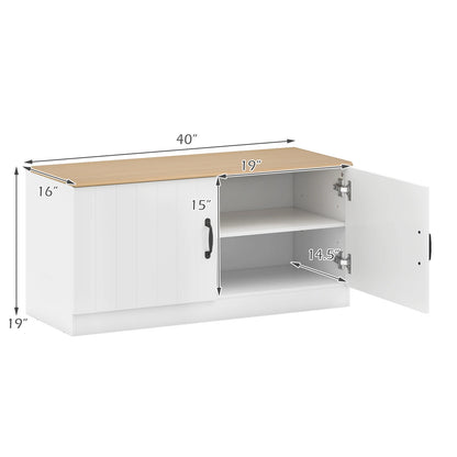 2-Door Shoe Bench with Adjustable Shelves