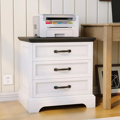 Rustic Farmhouse Nightstand with Charging Station