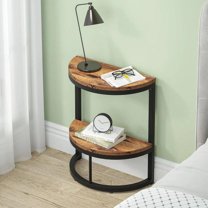 2-Tier Semi Circle  Wood End Table