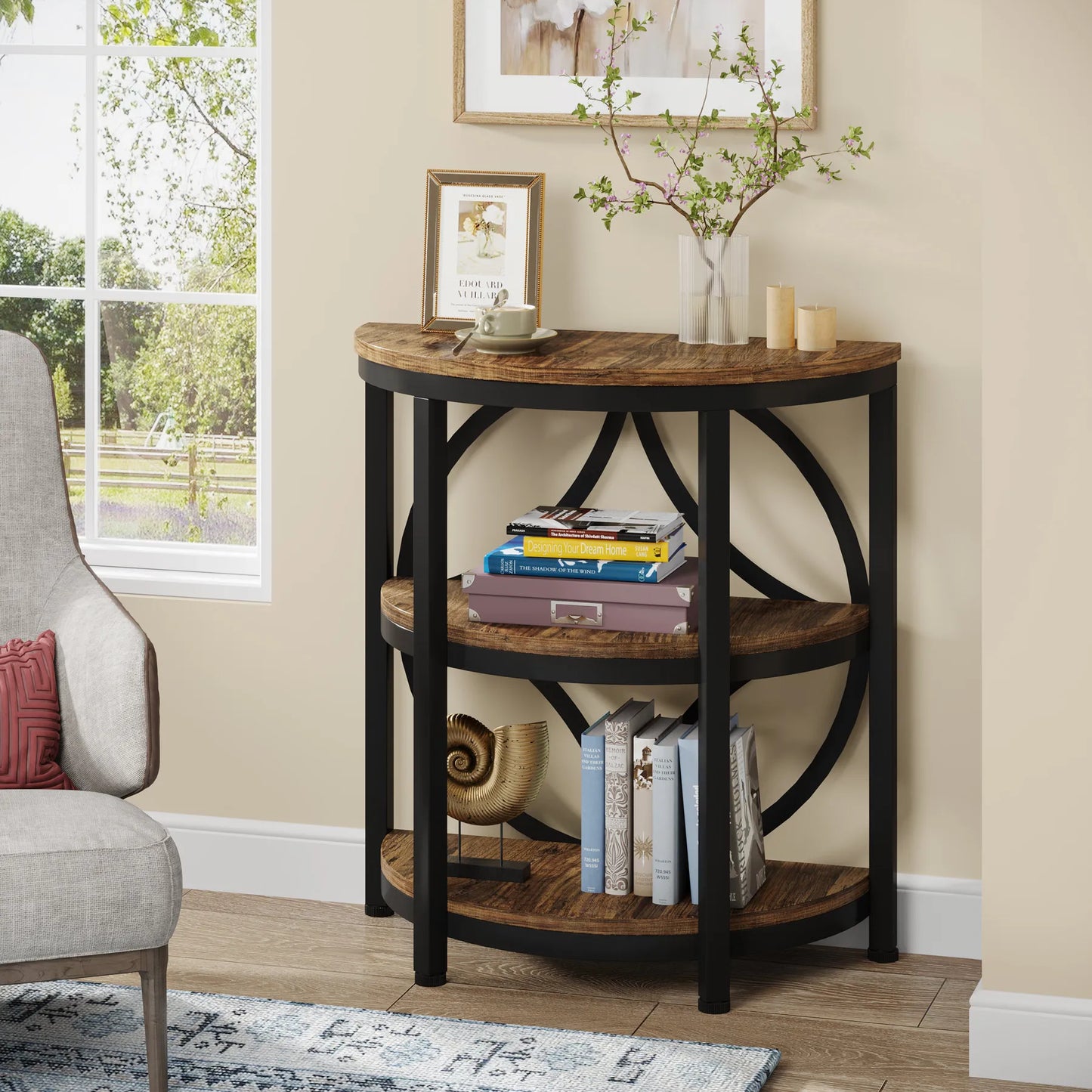 Half Round End Table for Living Room