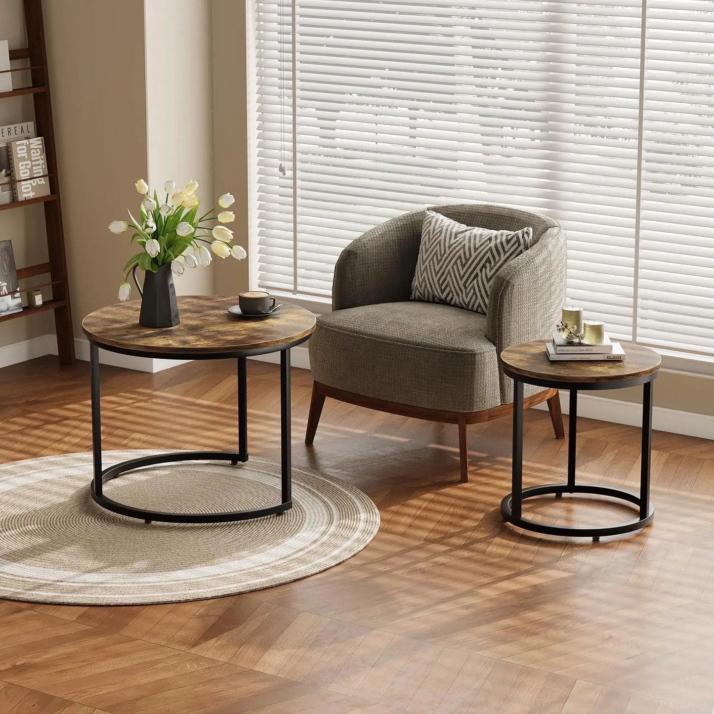 Set Of Two Round Nesting Coffee Tables