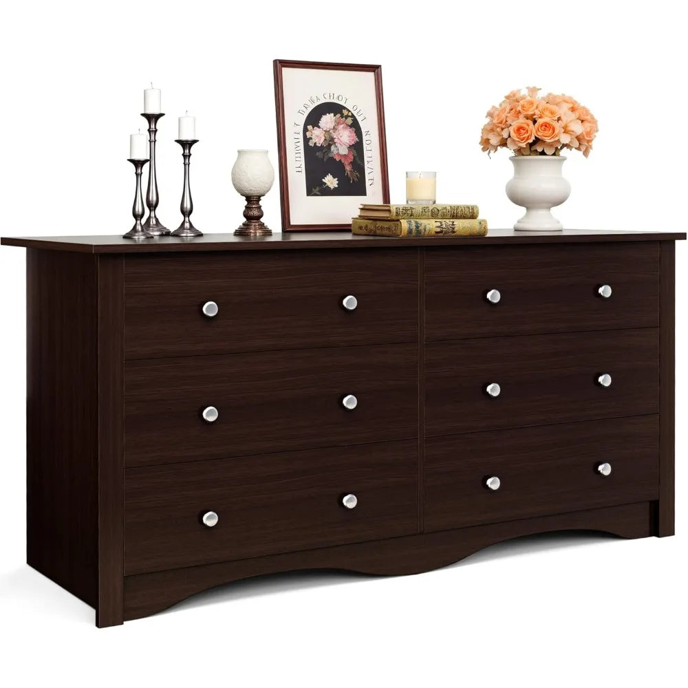 6  Drawers Wood Dresser for Bedroom