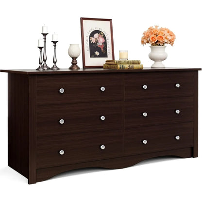 6  Drawers Wood Dresser for Bedroom