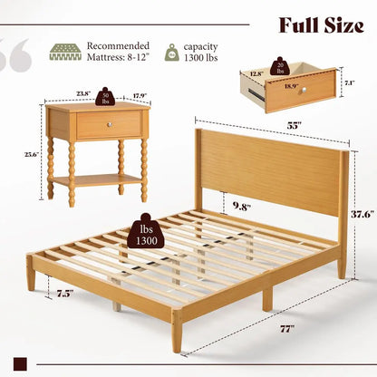 3 Piece Bedroom Set, Headboard and Nightstands