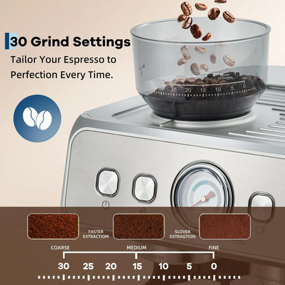Stainless Steel Espresso Machine With Grinder