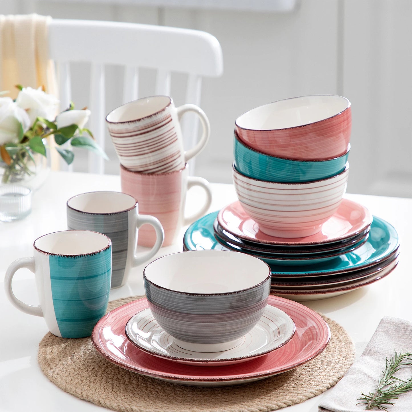 16/32 PCS Porcelain Dinner Set Mix-Color