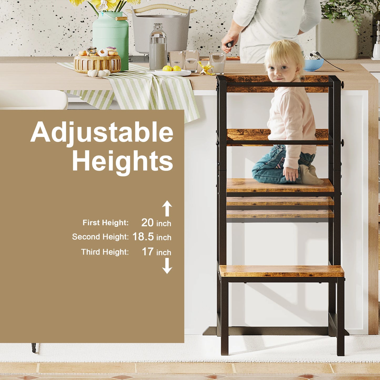 Toddler Kitchen  Adjustable Height Step Stool
