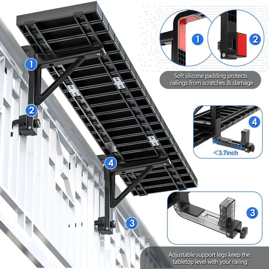 Heavy Duty Balcony Bar Table for Railings