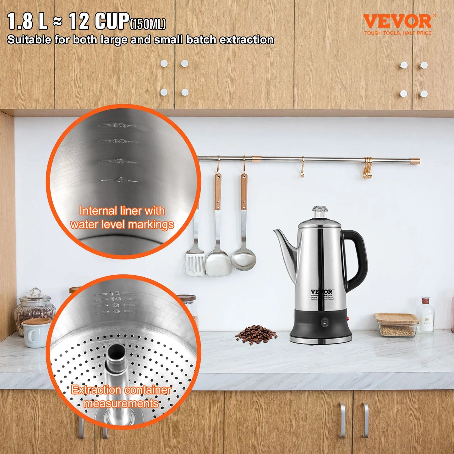 Stainless Steel 12-Cup Electric Coffee Pot