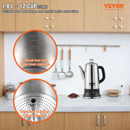 Stainless Steel 12-Cup Electric Coffee Pot