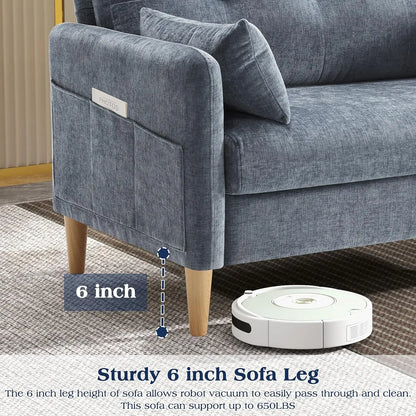 Chenille Loveseat w/ Throw Pillow & Removable Cover