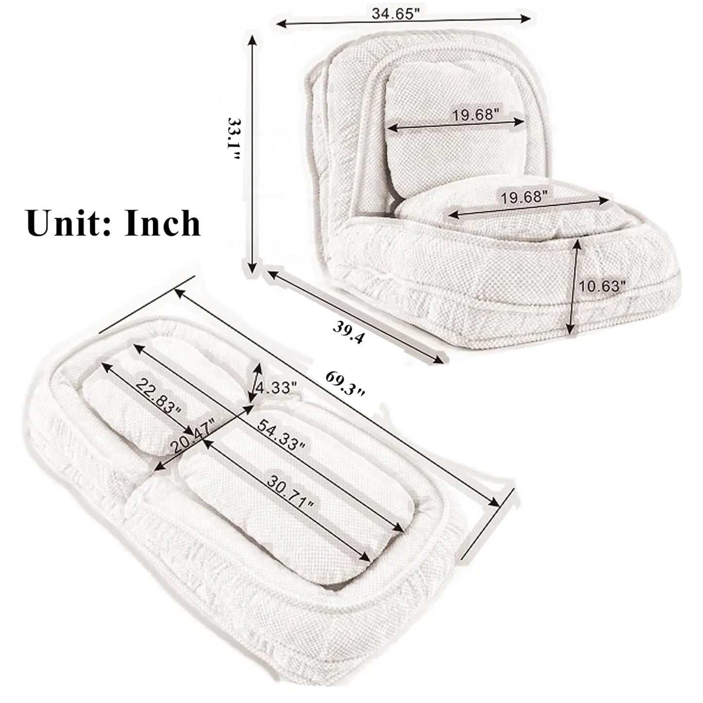 Foldable 5 Positions Adjustable Backrest Sofa Bed