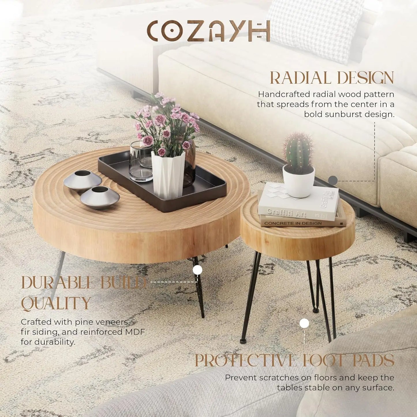 2-Piece Round Nesting Coffee Table Set