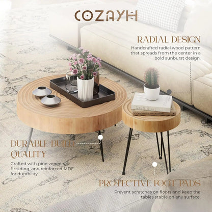 2-Piece Round Nesting Coffee Table Set