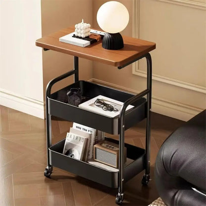 3-Tier Rolling Cart w/Wooden Tabletop