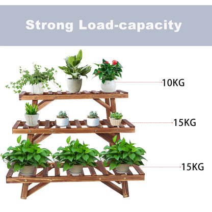 3 Tier Ladder Shelf Wood Plant Stand
