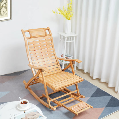 Bamboo Folding Rocking Chair Sun Lounger