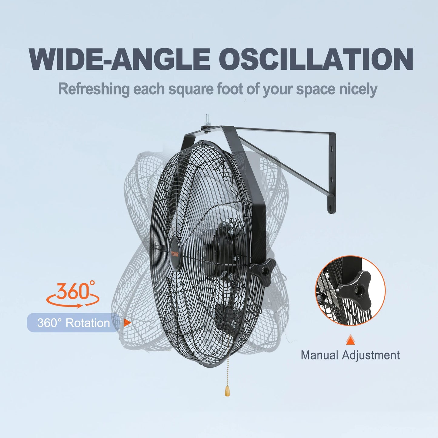 Wall mount high velocity oscillating fan
