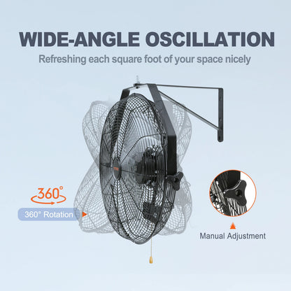 Wall mount high velocity oscillating fan