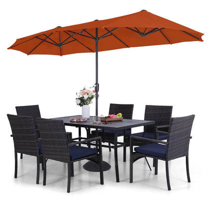 Outdoor Table and 6 Chairs with Umbrella
