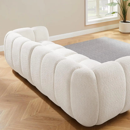 Oversized Tufted Boucle Fabric Deep Seat Sofa