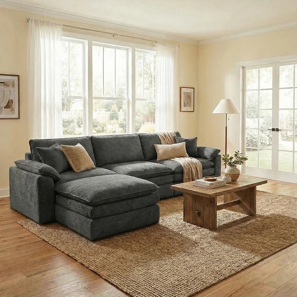 Boneless L-Shape Modular Corduroy Sectional Couch