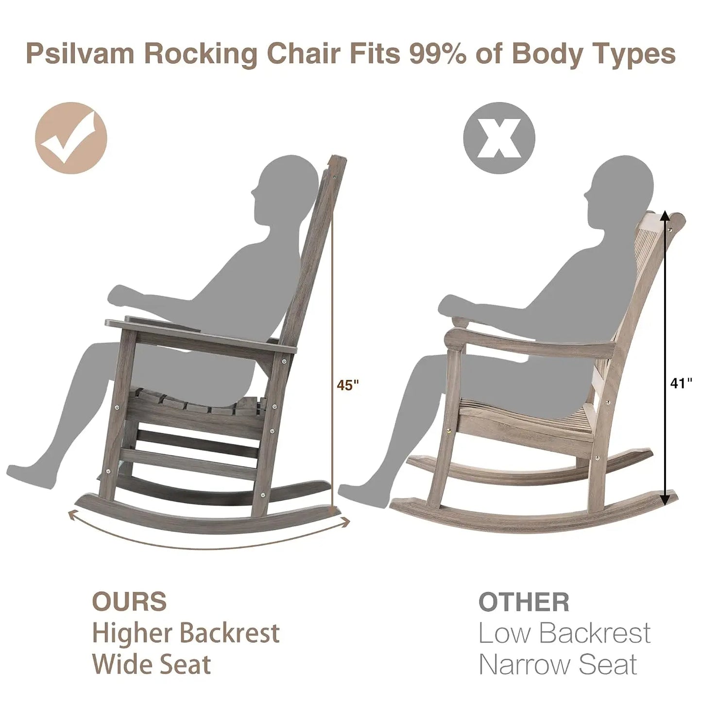HDPE Weather Resistant Oversized Outdoor Rocking Chair