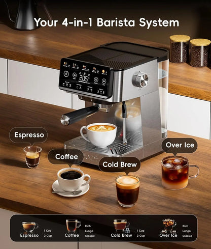 4-in-1 Espresso & Coffee Maker with Milk Frother